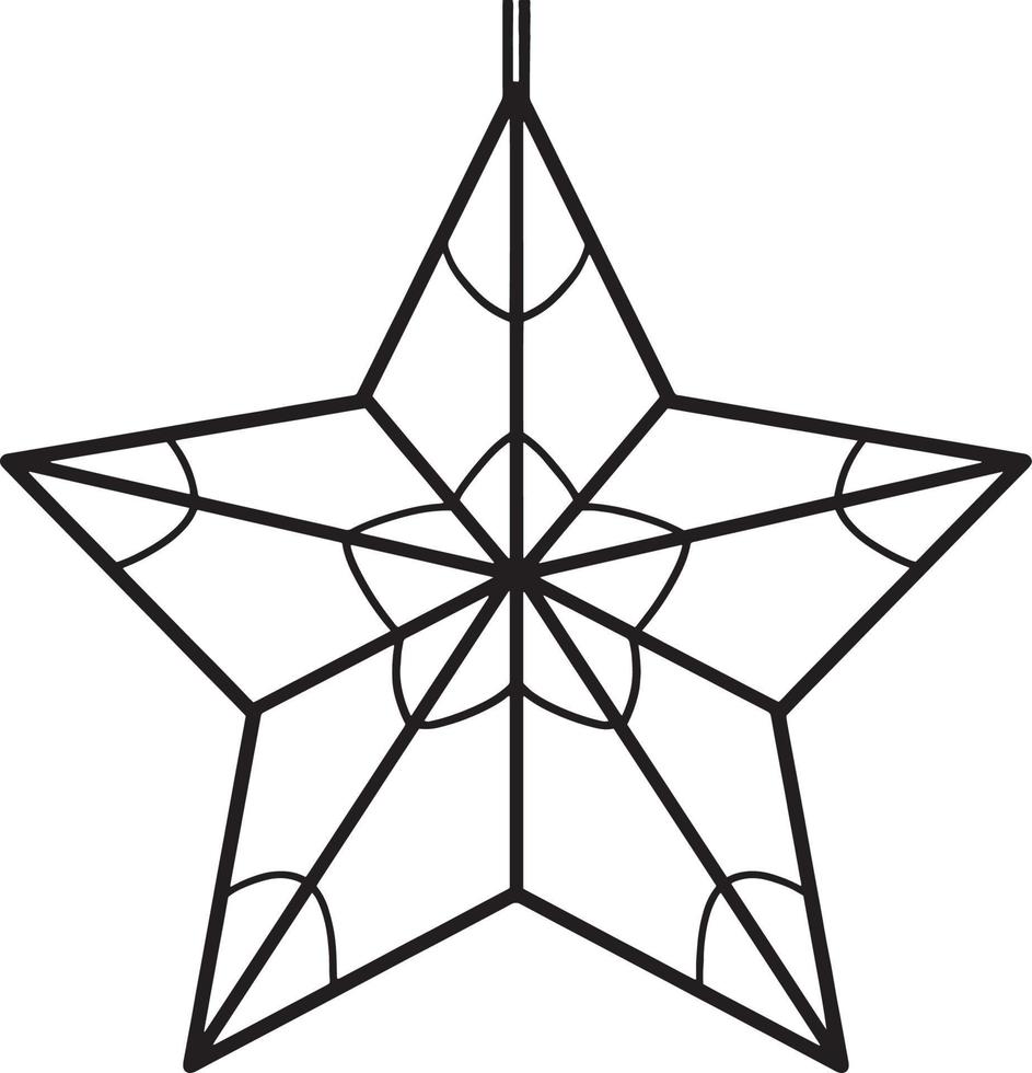 Christmas Star Isolated Coloring Page for Kids vector