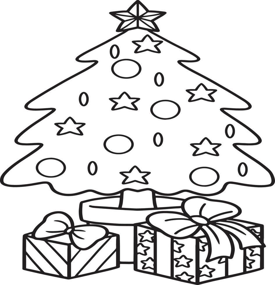 árbol de navidad aislado página para colorear para niños vector