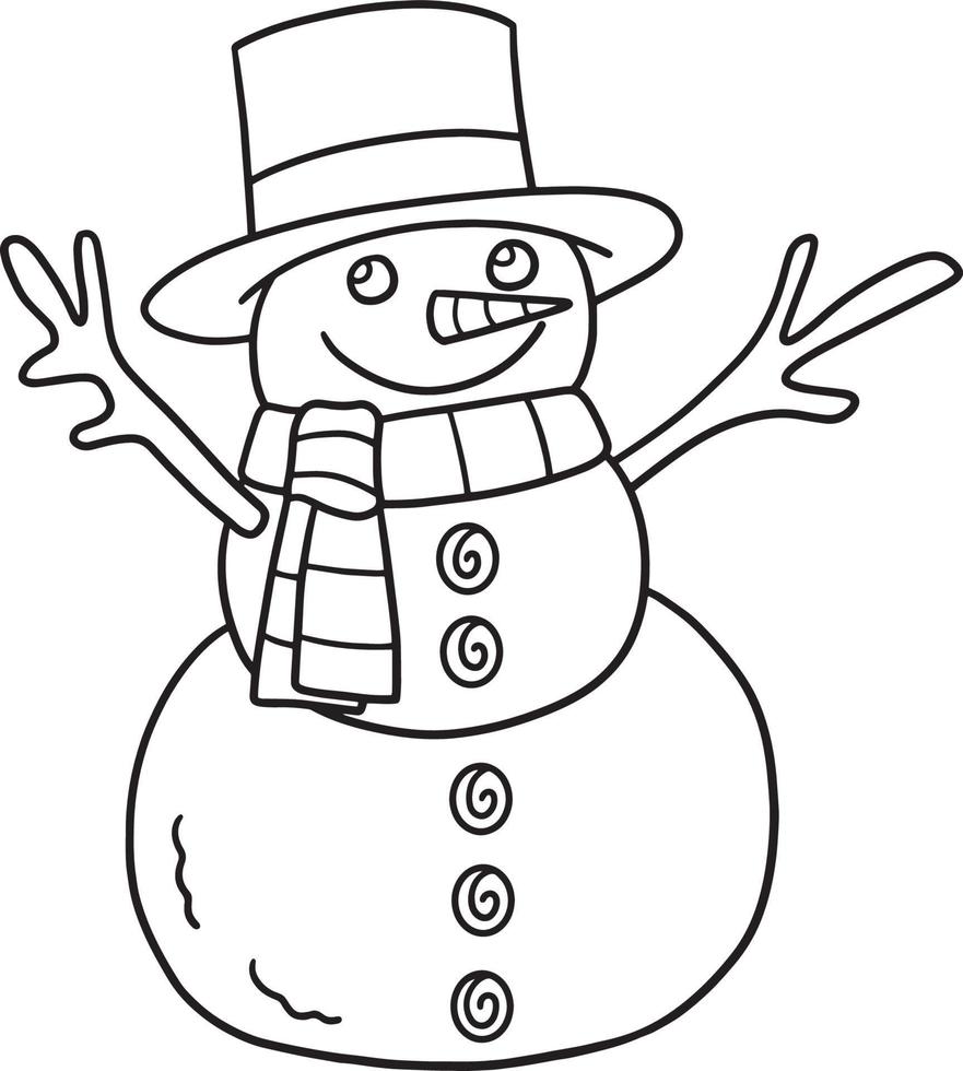 muñeco de nieve aislado página para colorear para niños vector