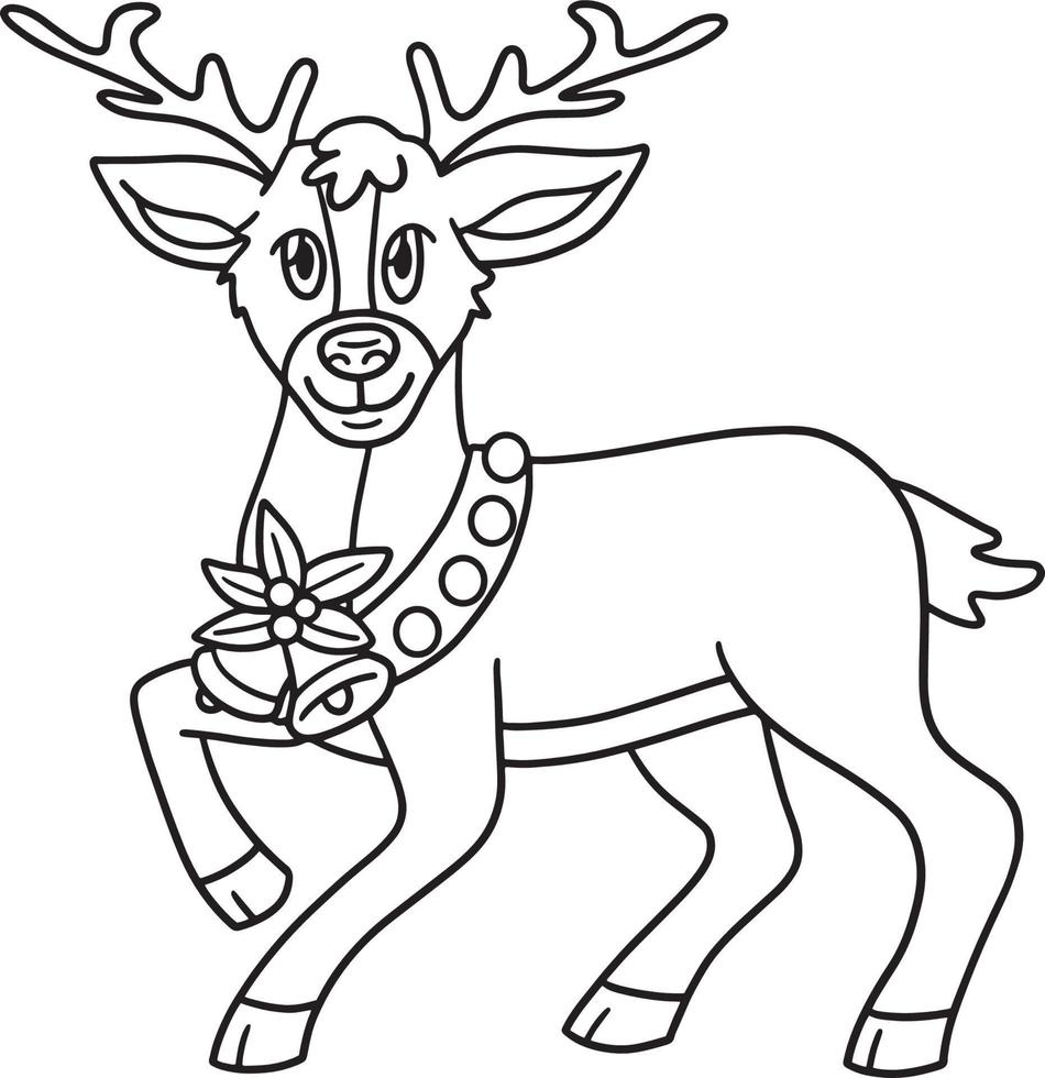 Christmas Santa Reindeer Isolated Coloring Page vector