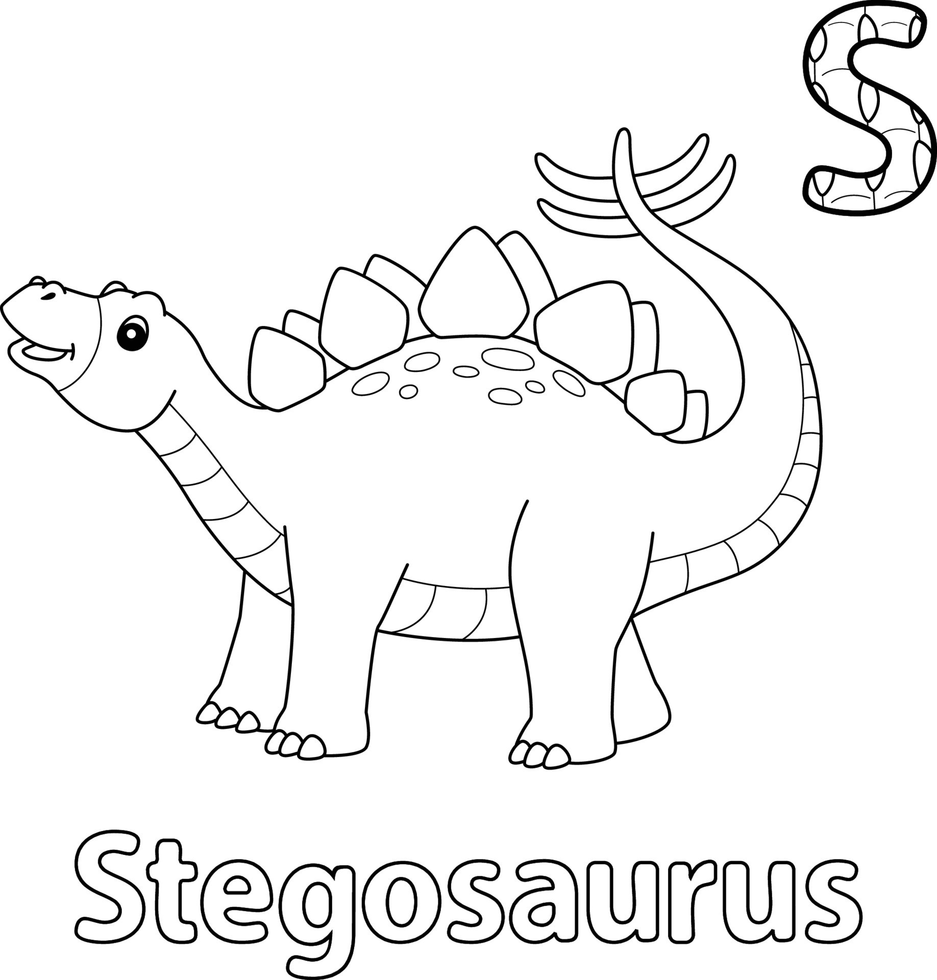 Stegosaurus Alphabet Dinosaur ABC Coloring Page S 8944280 Vector Art at