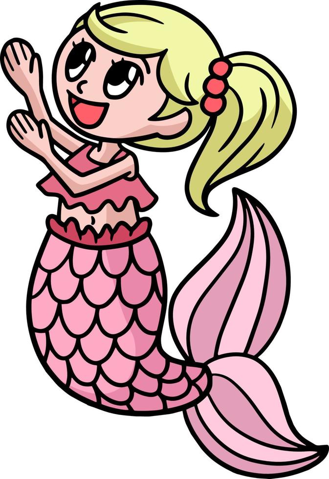 Cute Mermaid Cartoon Colored Clipart vector