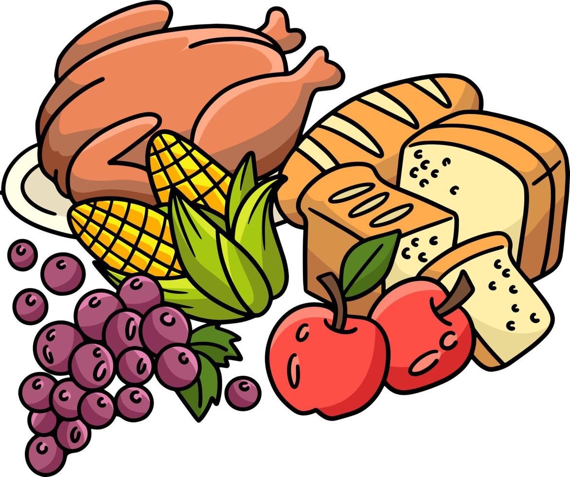 Thanksgiving Feast Cartoon Colored Clipart vector