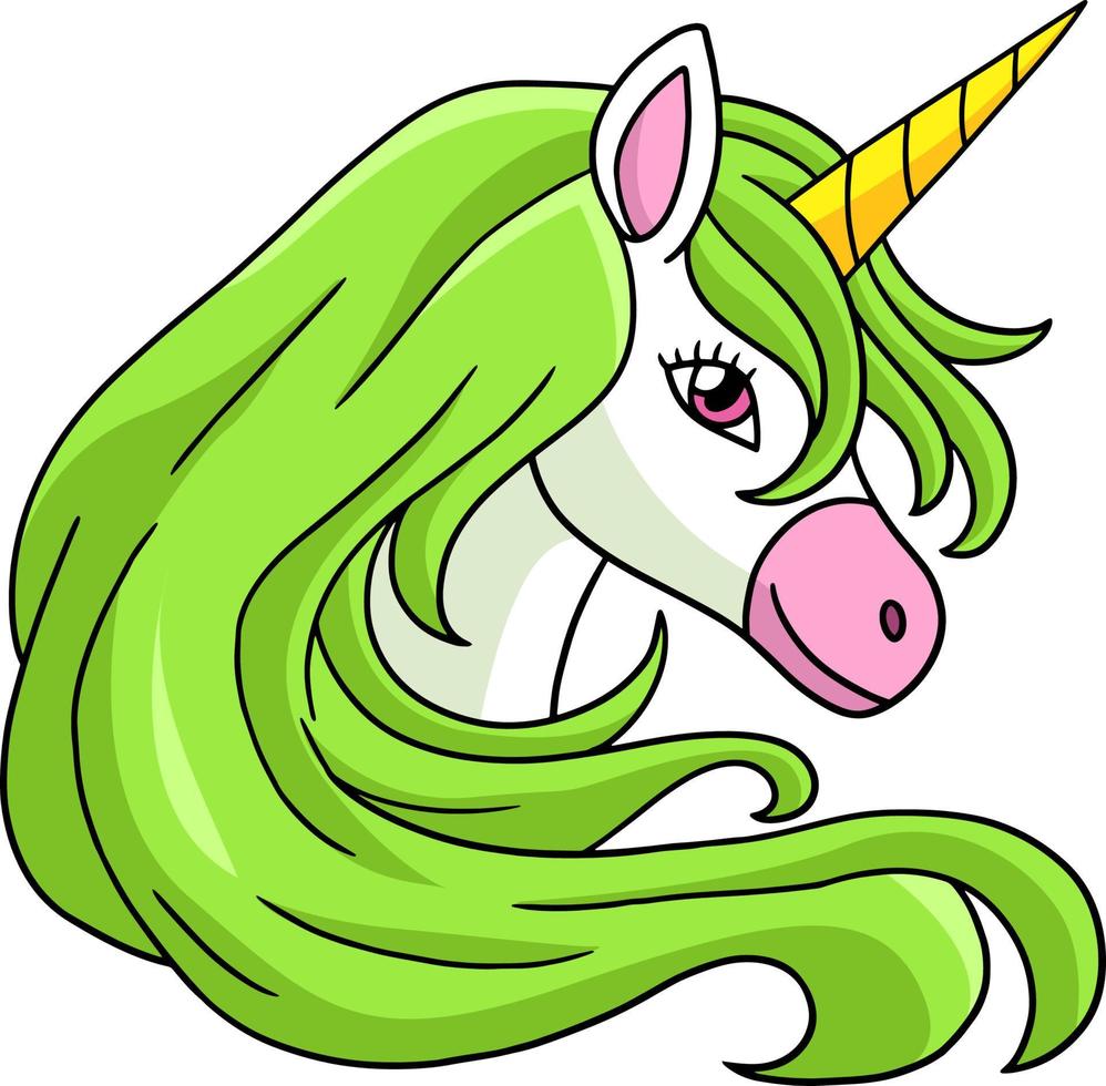 Unicorn Head Cartoon Colored Clipart vector