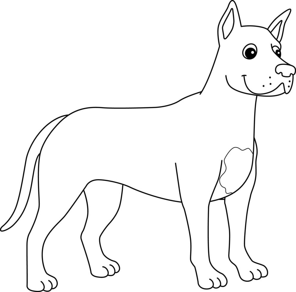 gran danés perro aislado página para colorear para niños vector