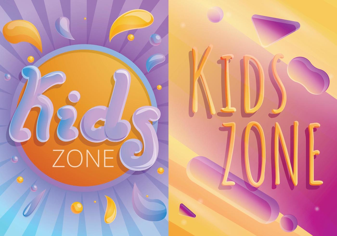 Children playground banner set, cartoon style vector