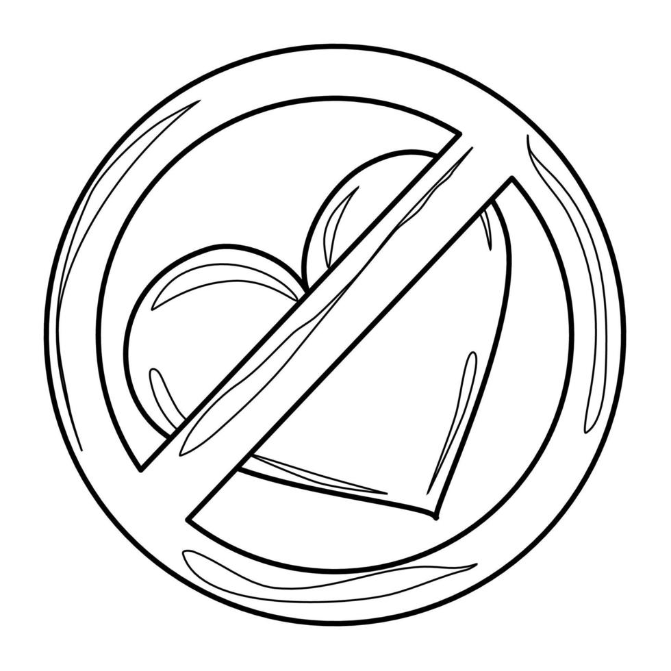Outline coloring The heart is forbidden vector