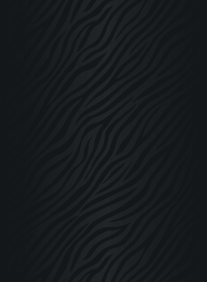 Black background with abstract waves lines zebra print vector