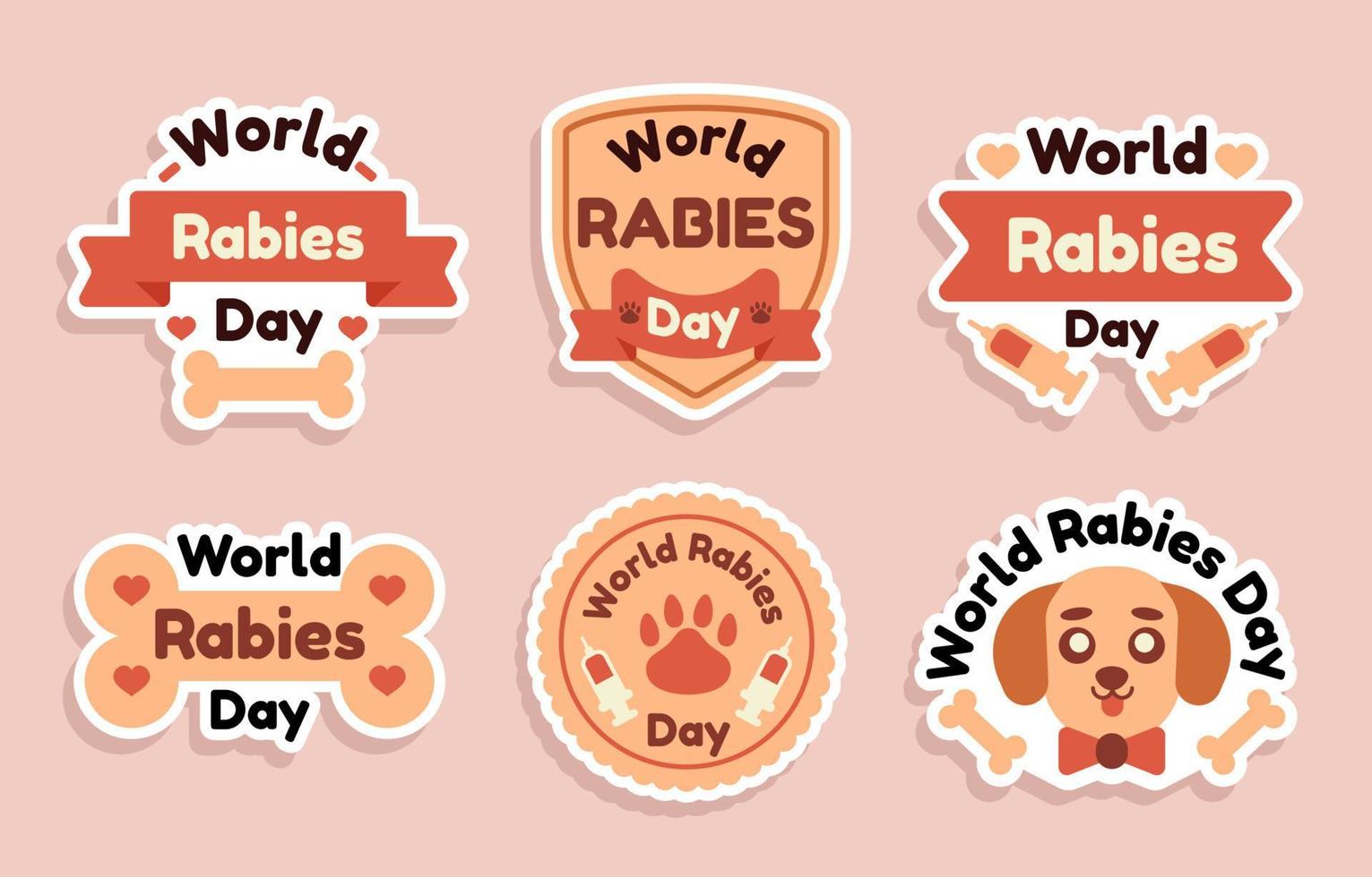World Rabies Day PSA Stickers Set vector