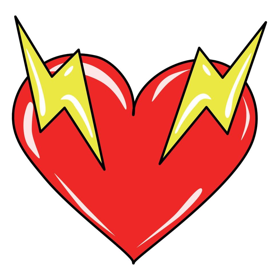 Heart with two lightning horns vector