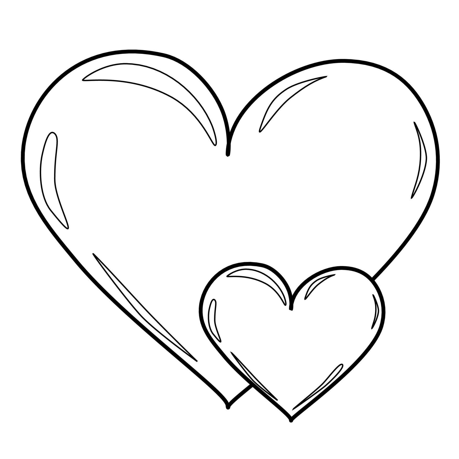 esquema para colorear dos corazones juntos grandes y pequeños 8944436