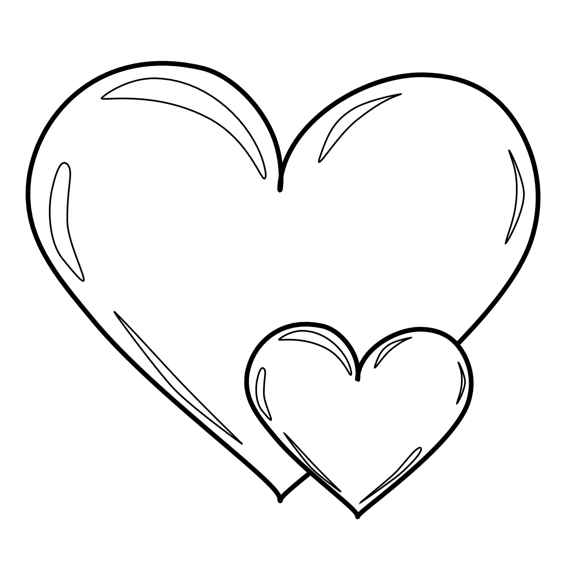 esquema para colorear dos corazones juntos grandes y pequeños 8944436  Vector en Vecteezy