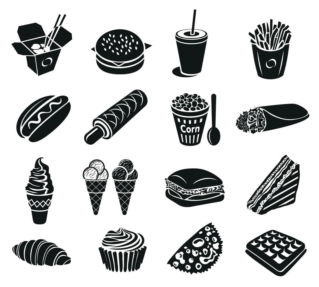 Fast food icons set vector