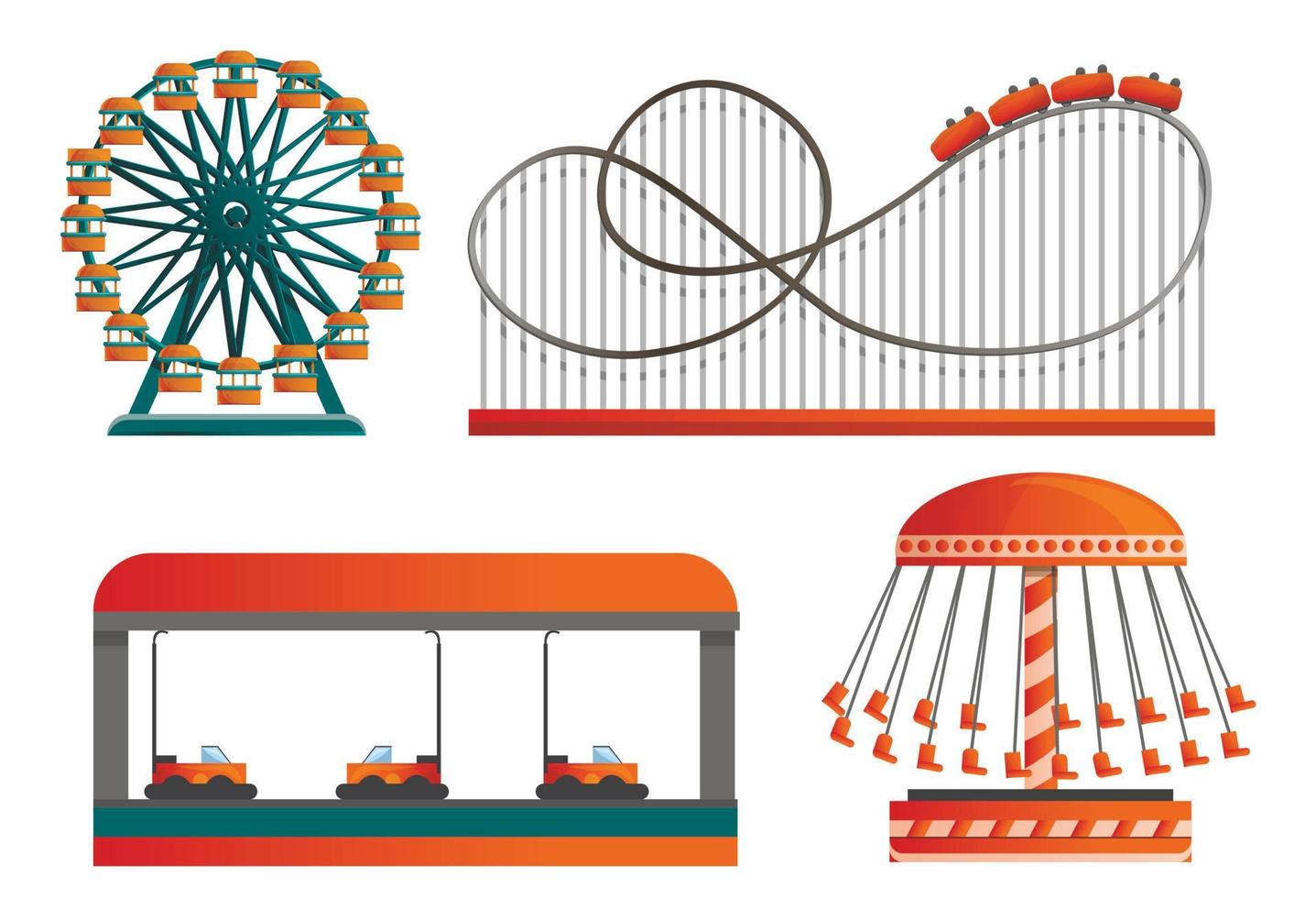 Carousel icon set, cartoon style vector