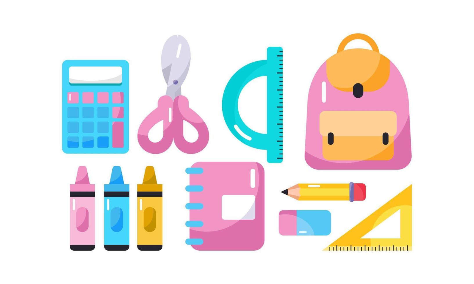 Stationery and School Equipments Vector