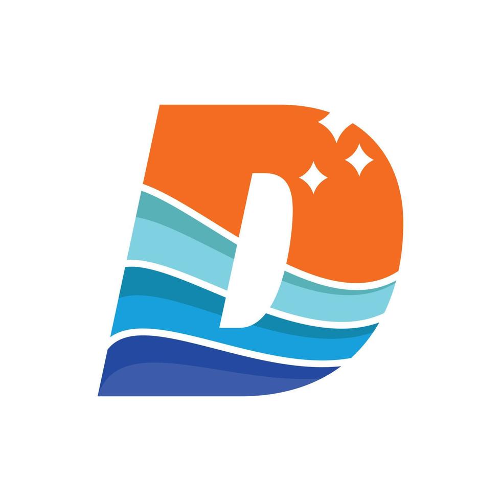 Wave Alphabet D Logo vector