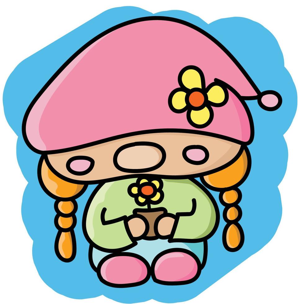 girl gnome catoon vector