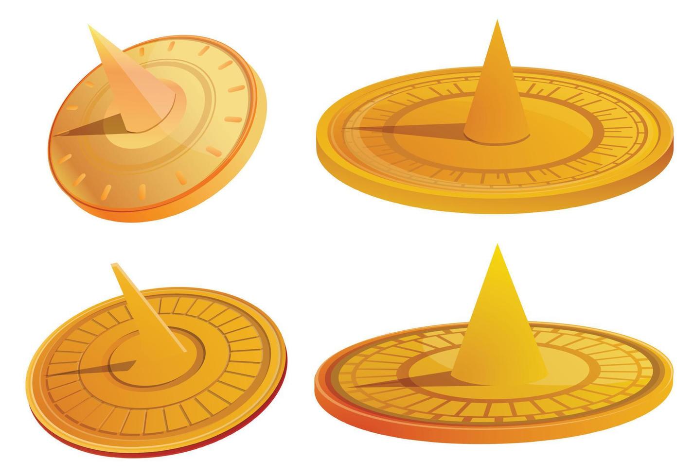 Sundial icons set, cartoon style vector