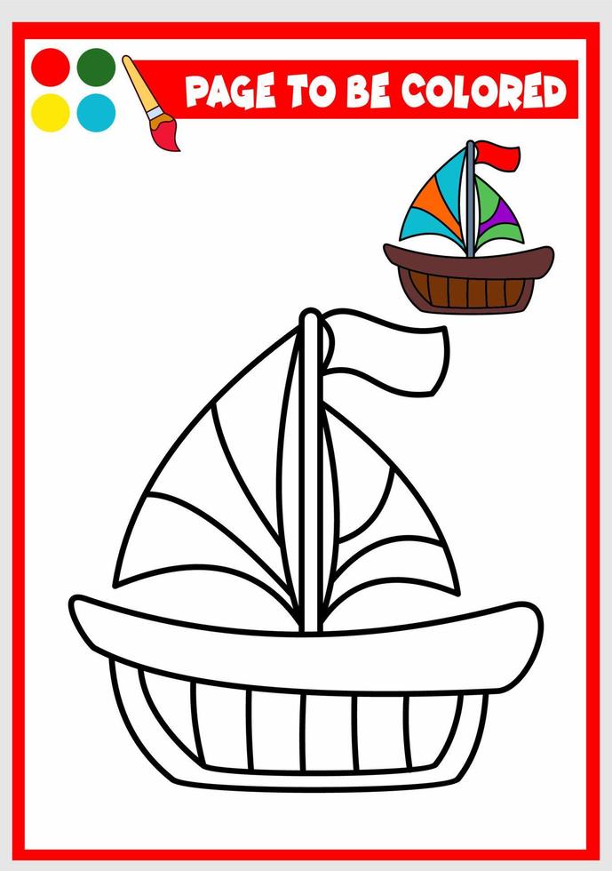 coloring book for kids. sailboat vector