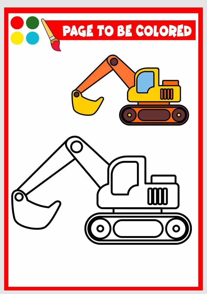 coloring book for kids. excavator vector