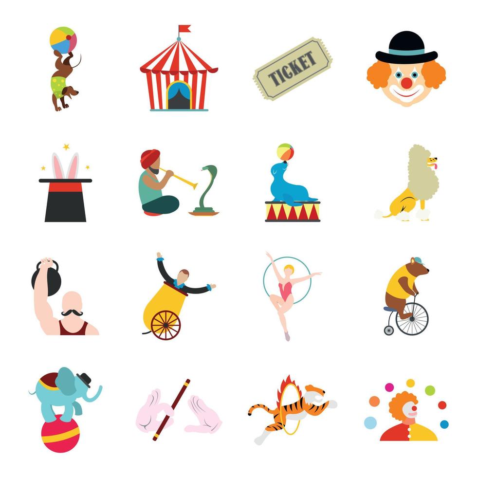 Circus flat icons set vector