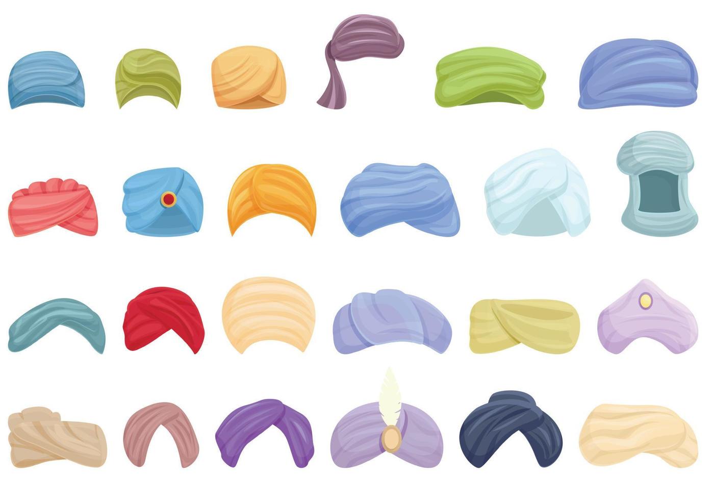 conjunto de iconos de turbante árabe vector de dibujos animados. sombrero árabe