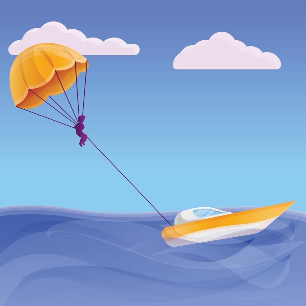 Parasailing concept banner, cartoon style vector