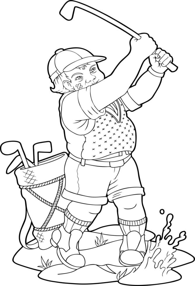 funny golf player vector