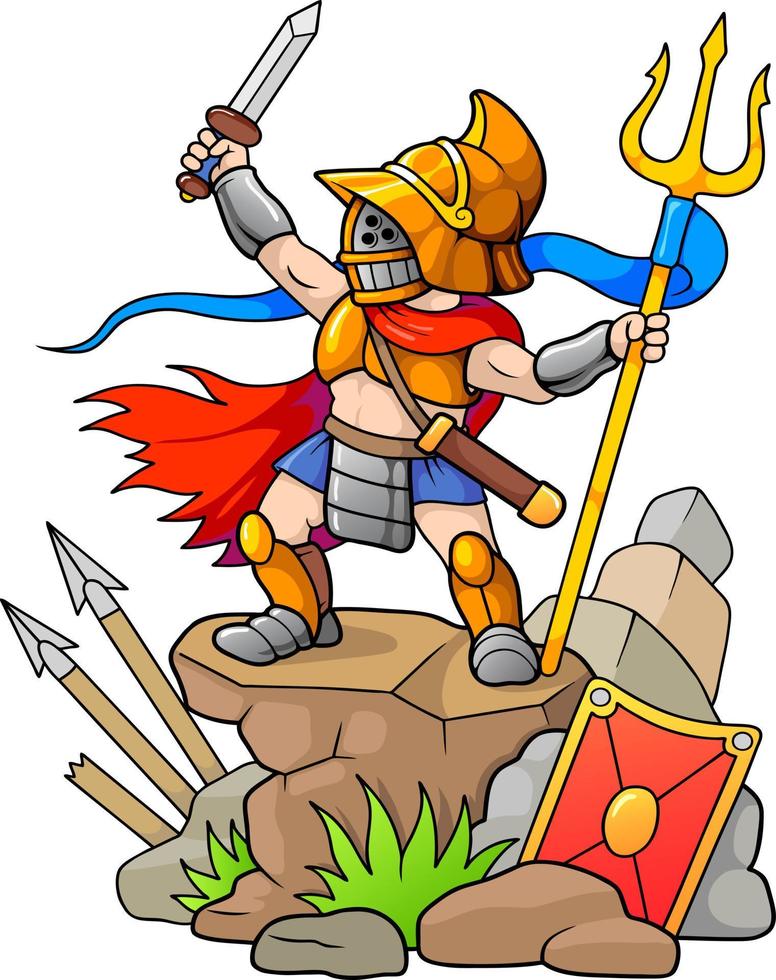 cartoon funny gladiator vector