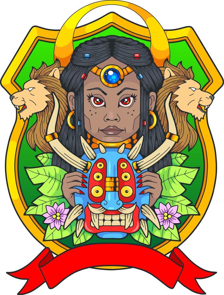 linda diosa africana, ilustración de diseño vector