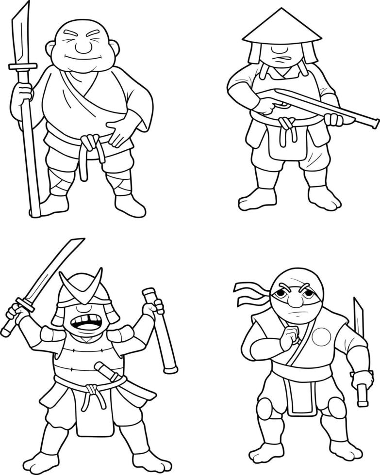 medieval japanese warriors vector