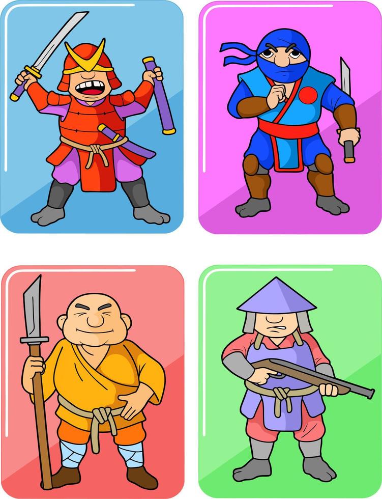 medieval japanese warriors vector