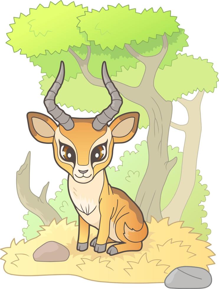 cute cartoon antelope vector