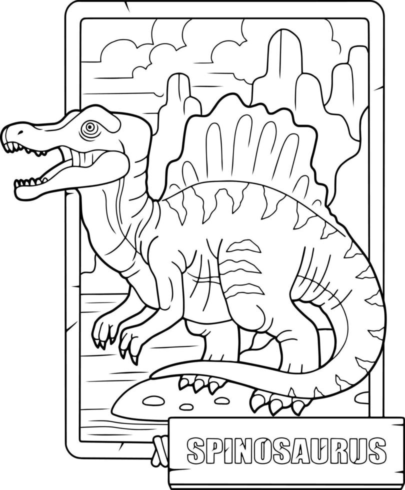 prehistoric dinosaur spinosaurus, coloring book for children vector