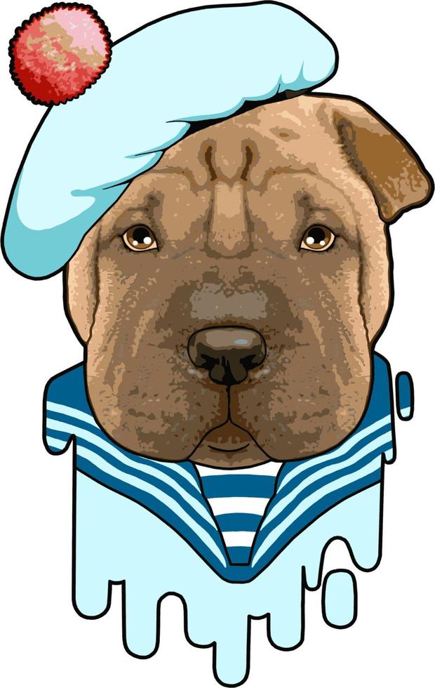 cute dog sailor vector