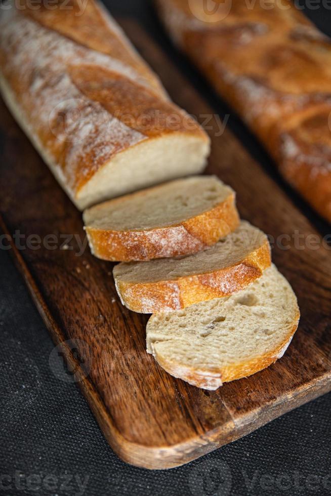 baguette bread soft bun fresh bakery food snack on the table copy space food background rustic top view photo