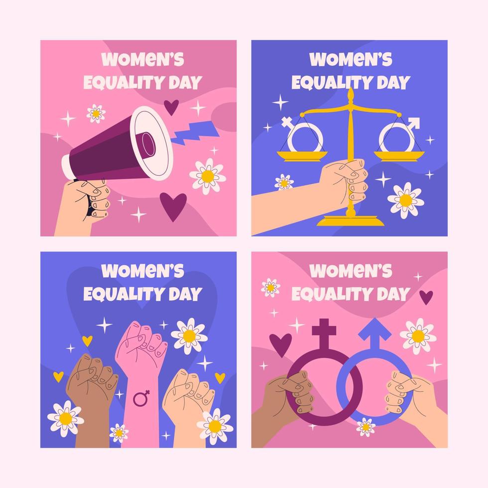 Women's Equality Day Cards Set vector