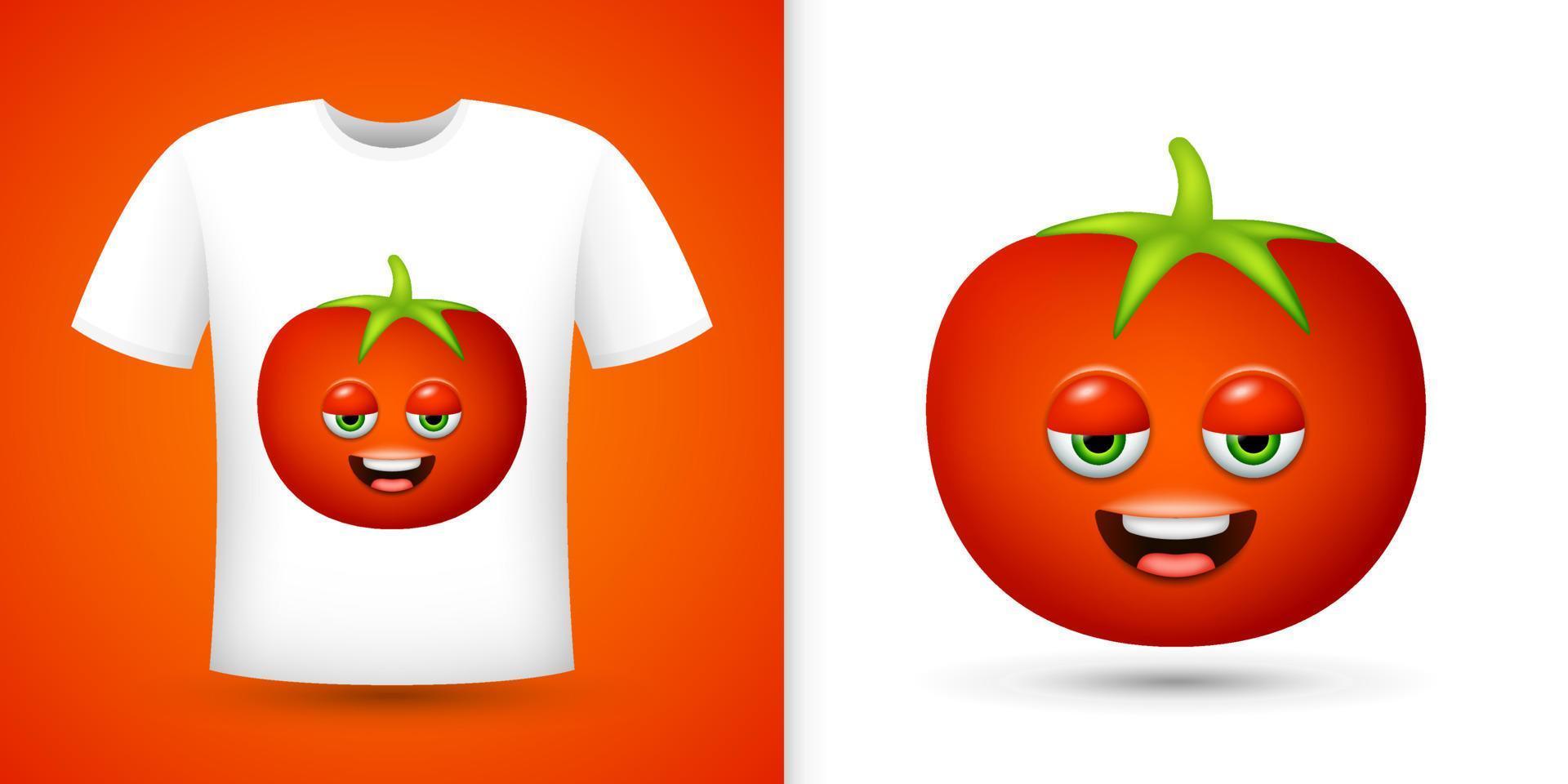 Tomato on white shirt. Vector