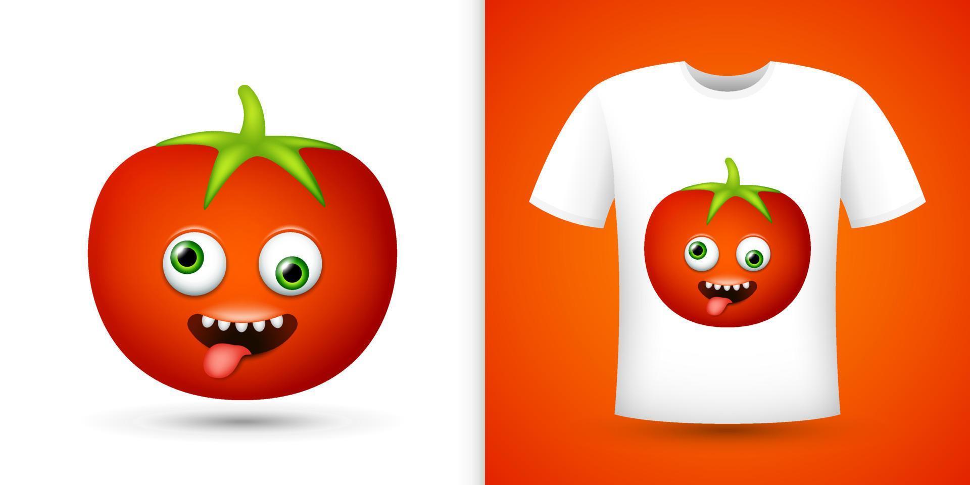 Tomato on white shirt. Vector