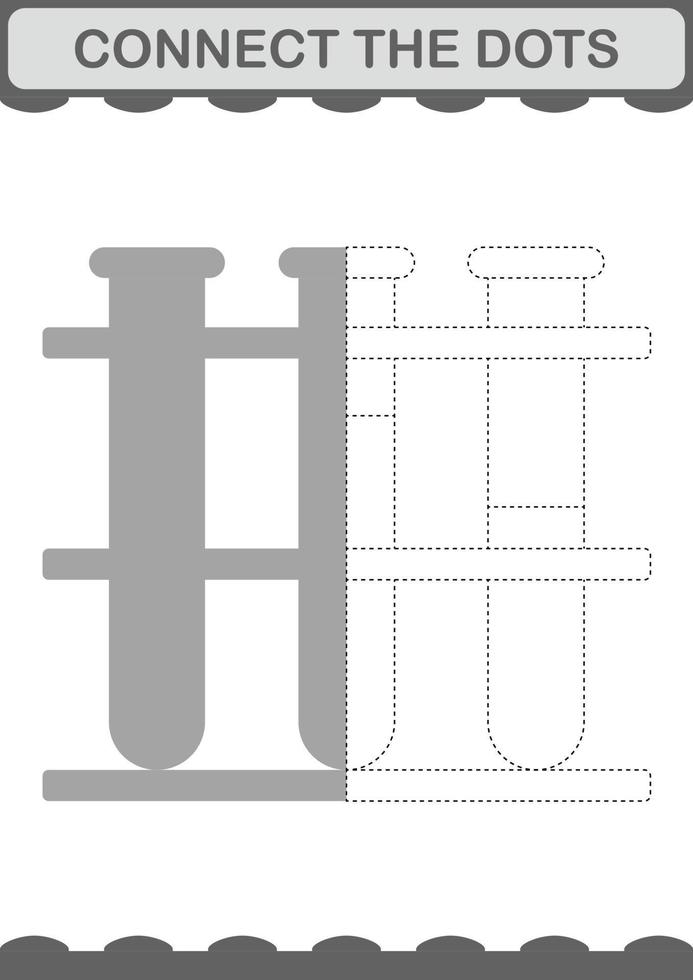 Connect the dots Test Tube. Worksheet for kids vector