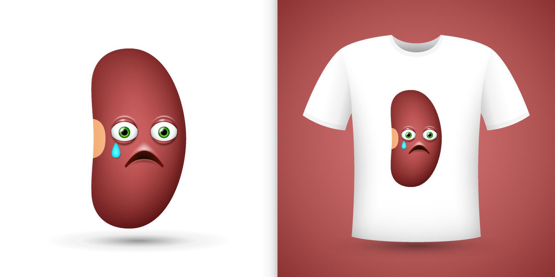 Kidney Bean on white shirt. Vector