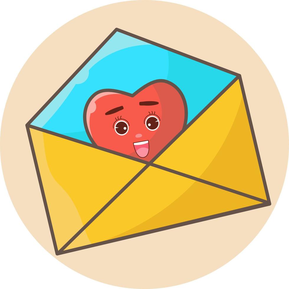 Cute envelope and love icon vector for valentine day