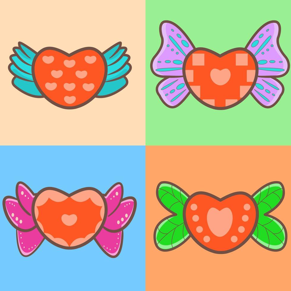 Four Love Character with different wings, cute, vector