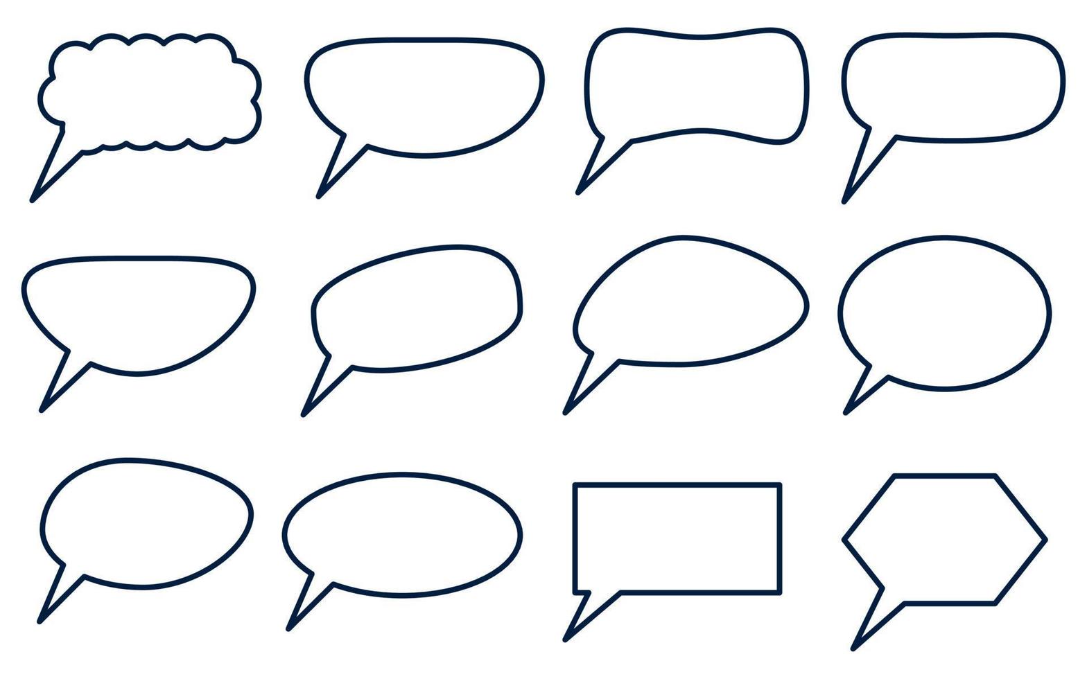 Set of speak bubble text, chatting box, message box outline cartoon vector illustration design free
