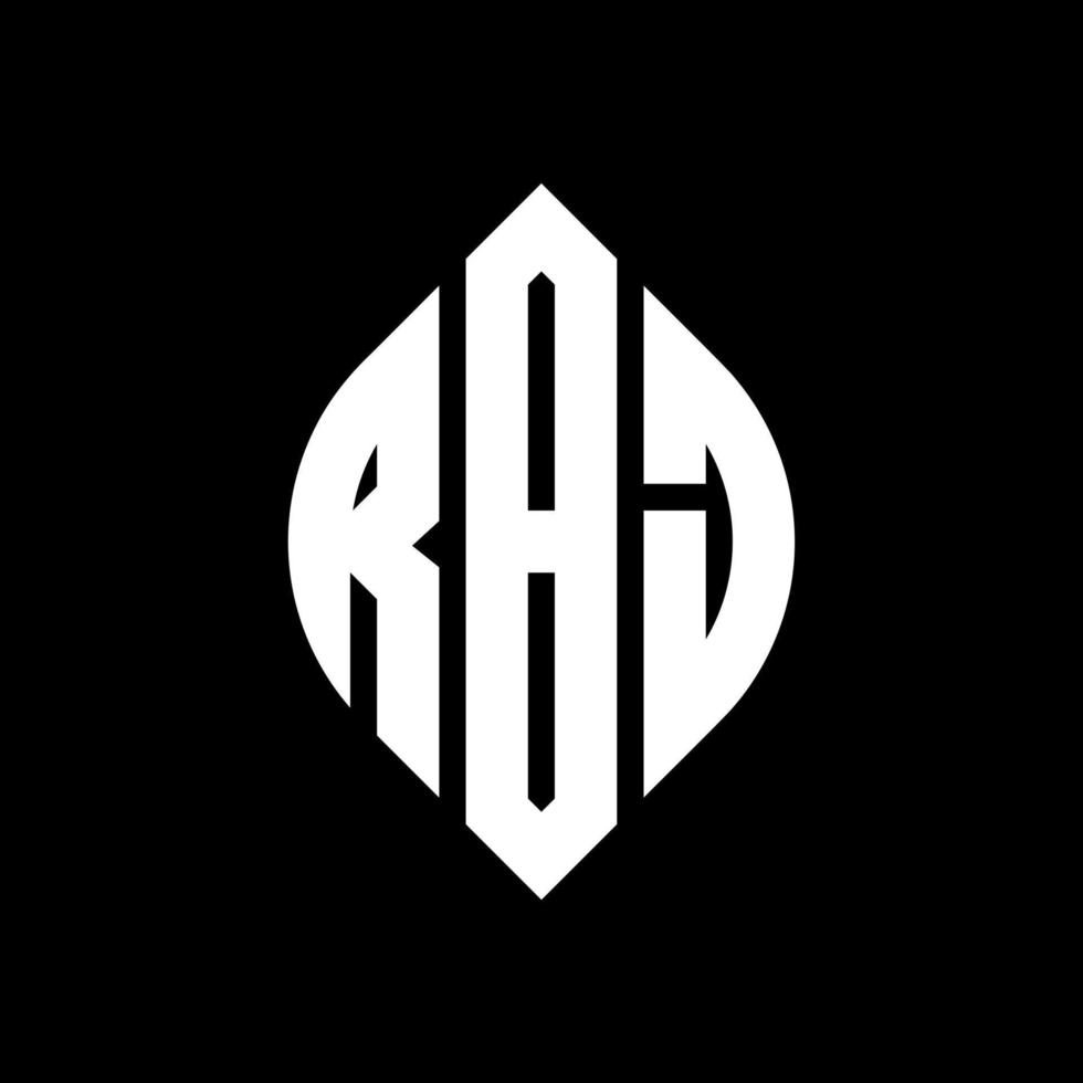 RBJ circle letter logo design with circle and ellipse shape. RBJ ellipse letters with typographic style. The three initials form a circle logo. RBJ Circle Emblem Abstract Monogram Letter Mark Vector. vector