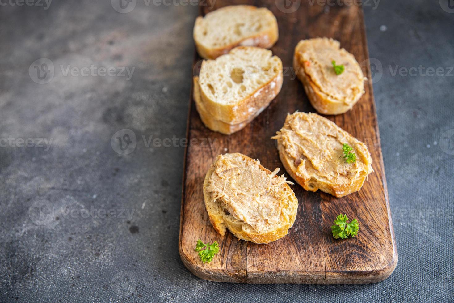 rillettes chicken meat or duck, goose poultry pate cuisine fresh healthy meal food snack on the table copy space food background photo