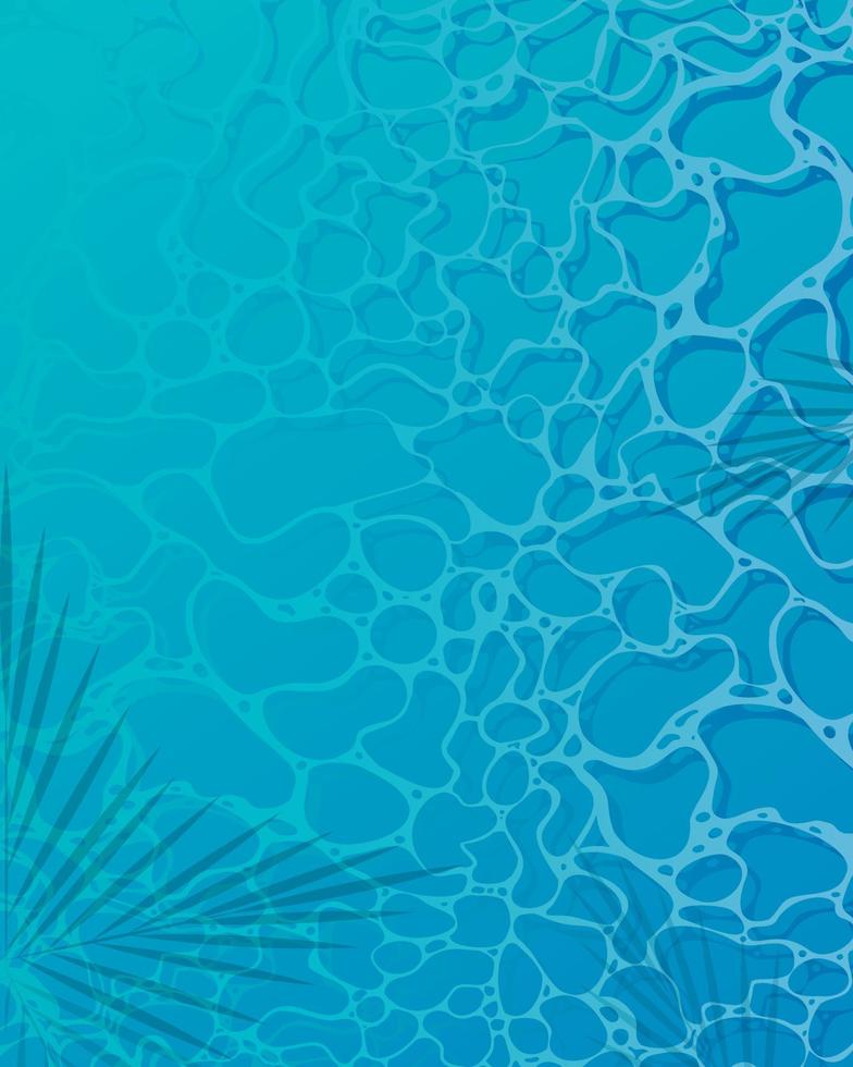 Abstract water waves in pool top view background and palm leaves shadow frame vector