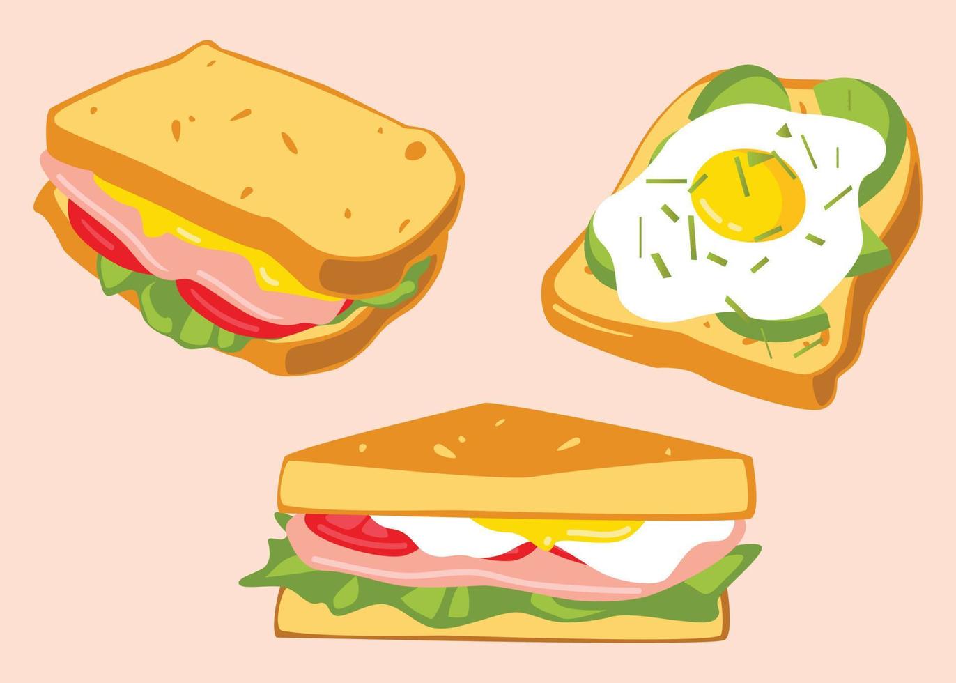 conjunto de deliciosos sándwiches concepto de comida rápida vector