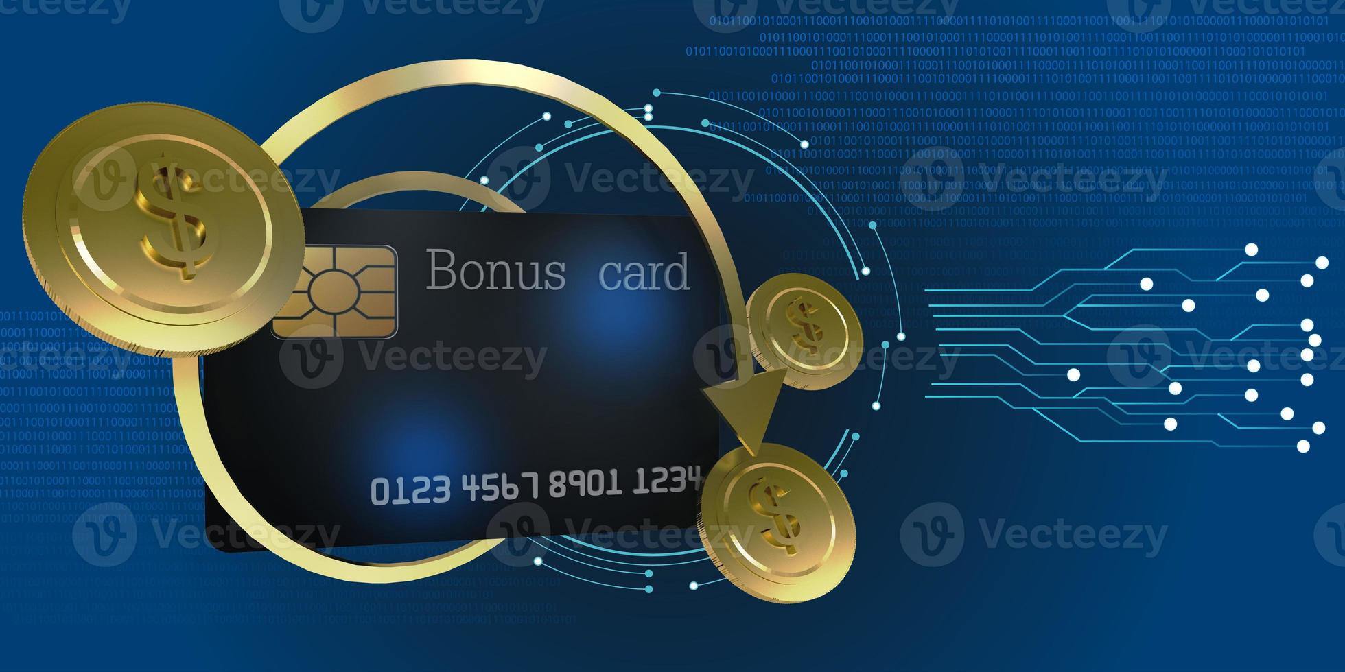 3D Render illustration Bonus gift card for discount for product marketing online shopping cashback money or points next step for technology include cliiping path photo