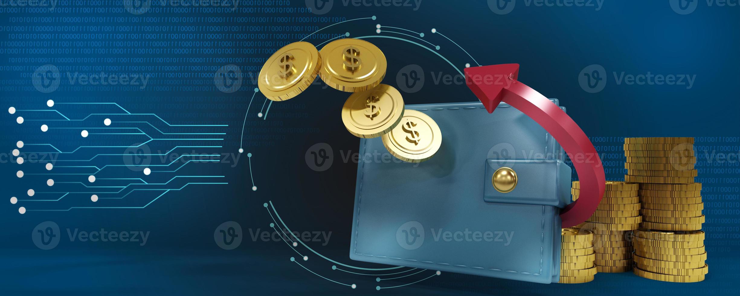 3D Render illustration wallet for cashback  discount for product marketing online shopping next step for technology include cliiping path photo